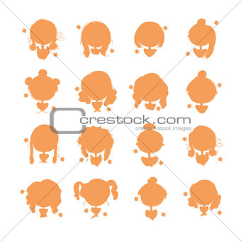 Girl portrait silhouettes, sketch for your design