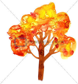 Abstract illustration of stylized yellow tree