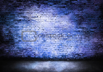 Murky brick wall in blue 