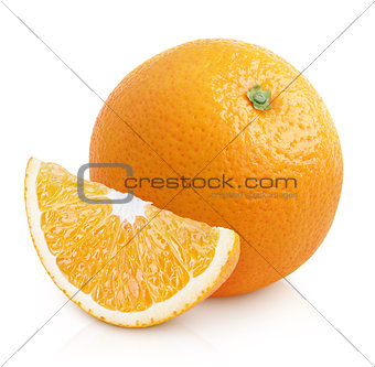 Orange citrus fruit with slice isolated on white
