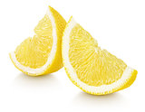 Slices of lemon citrus fruit isolated on white