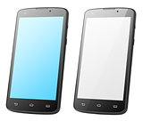 Modern touch screen smartphones isolated on white