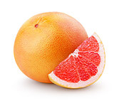 Grapefruit citrus fruit with slice isolated on white