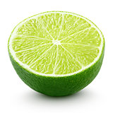 Half of lime citrus fruit isolated on white