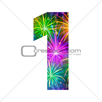 Number of colorful firework, one