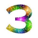 Number of colorful firework, three