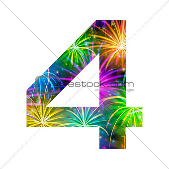 Number of colorful firework, four