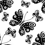 Seamless pattern with silhouettes butterflies
