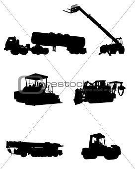 Construction machinery silhouettes