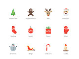 Christmas and New Year color icons on white background.