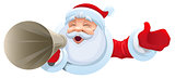 Santa shouts into megaphone. Christmas sale
