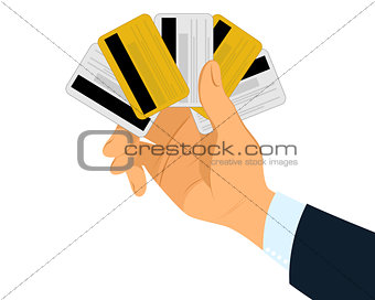 Hand with credit cards