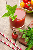 Fresh tomato juice smoothie with basil
