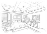 Line Drawing of A Bedroom
