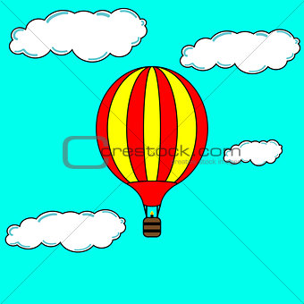 Flying hot air balloon