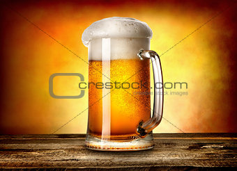 Beer on yellow background