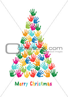 Handprint Christmas tree, vector