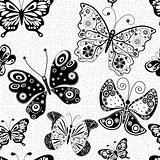 Seamless pattern with silhouettes butterflies