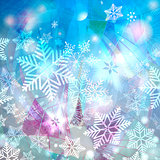 winter watercolor background with snowflakes