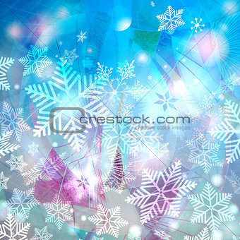 winter watercolor background with snowflakes