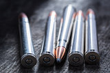 Cartridges silver with copper large-caliber bullets