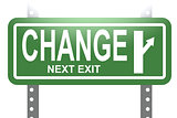 Change green sign board isolated