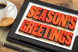 season greetings in wood  type