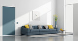 Minimalist white and blue lounge