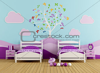 Colorful bedroom for girl