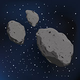 vector illustration of an asteroid and meteorite.