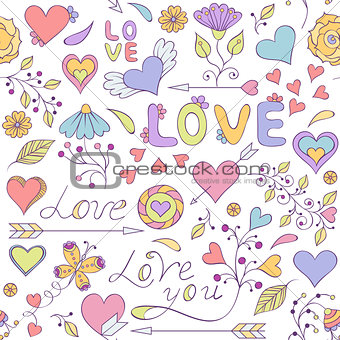 colorful seamless pattern with hearts,