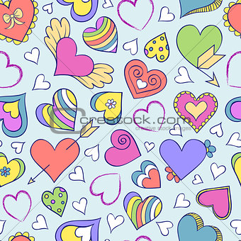 seamless pattern with hearts and other elements