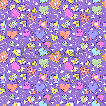 seamless pattern with hearts and other elements