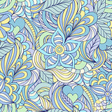  pattern with abstract flowers,leaves and hearts.