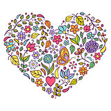 floral heart on white  background.