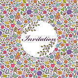 colorful floral invitation card