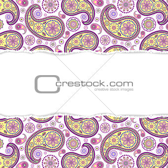  seamless paisley pattern with torn paper