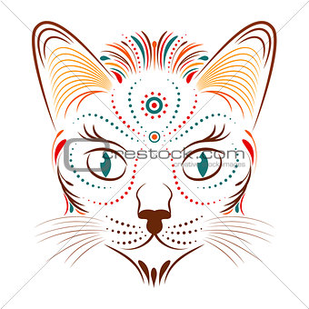 colorful abstract cat head