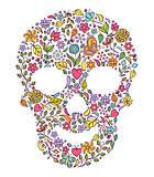  floral skull isolated on white background