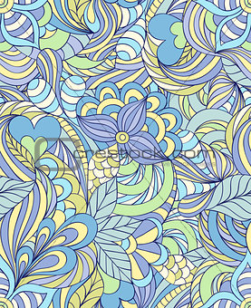  pattern with abstract flowers,leaves and hearts.