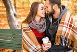 Nice concept for young couple in autumn park
