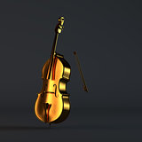 Golden cello on black