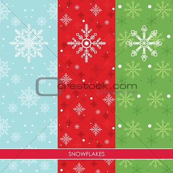 Snow Flakes Set Three Colors Background