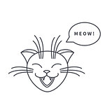 Meowing cat line icon