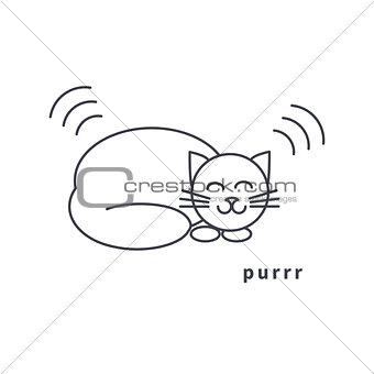 Purring cat line icon
