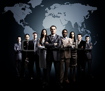 Full-length portrait of group of business people