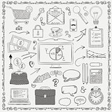 Vector Business Vintage Black Hand Sketched Icons