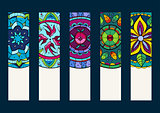 Set 1 of banners, with hand drawn mandalas