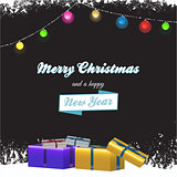 Christmas background with gift boxes and text