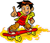 Skateboarder On Fire